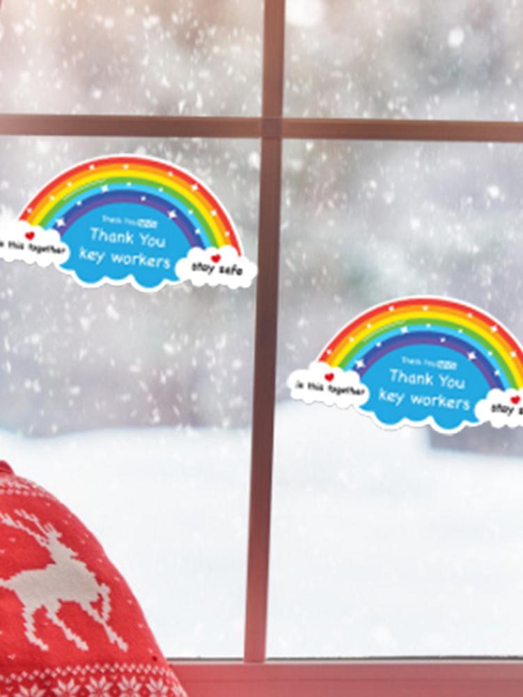 Car Stickers A5 A6 Thank You NHS Sticker Rainbow Waterproof Vinyl Signs Window Car Taxi Van Shop Sticker Car Rainbow Sticker
