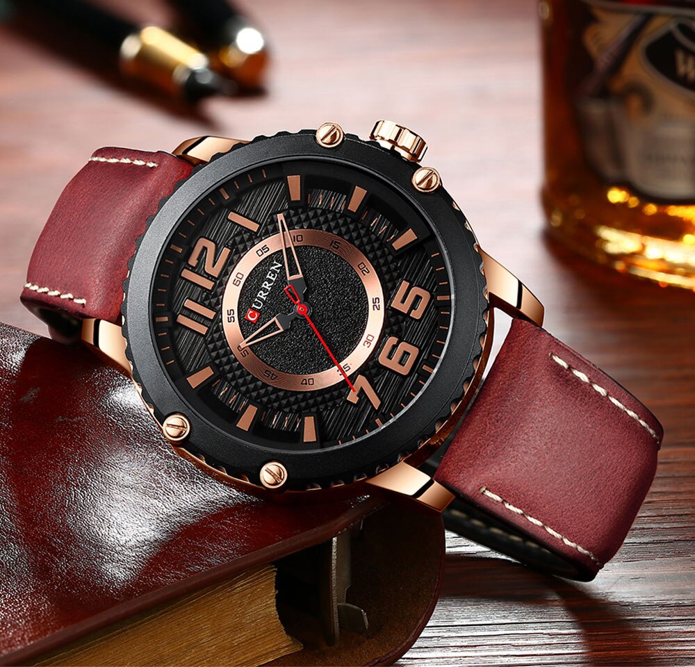 Relogio masculino ure herre curren ur herre ure læder vandtæt armbåndsur herre sport quartz ur 8341