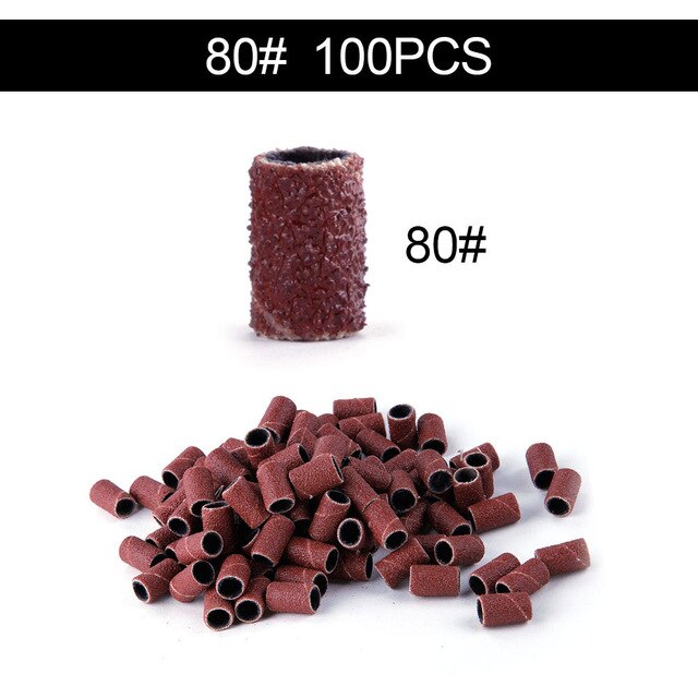 50/100pz Unghie Artistiche Carta Abrasiva per manicure Rimozione Del gel Del Chiodo Trapano Elettrico di Ricarica morso rettifica Anello di Sabbia 80 #120 #180 #: 80 100pezzi