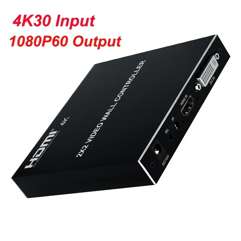 4K@30hz 2x2 DVI HDMI Video Wall Controller Multi-screen Splicing Box 1080P@60hz 1x2 1x3 1x4 4x1 1 To 2 3 4 TV Splicer Processor: Red