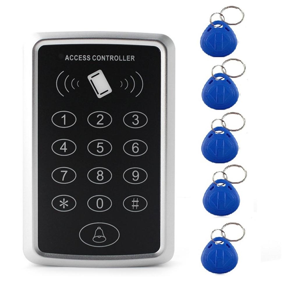 Access Controller RFID Access Control Keypad Waterproof Rainproof Cover digital panel Card Reader Door Lock System 5 ID keychain: Dark Grey