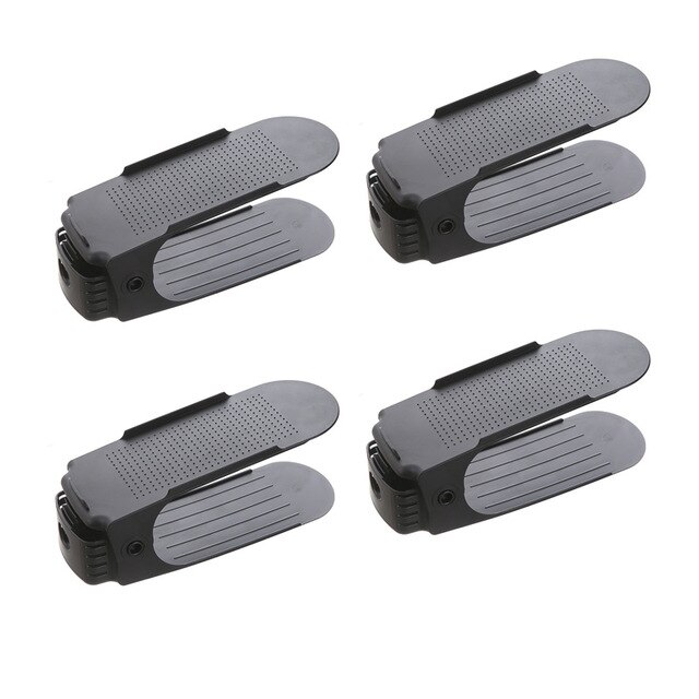 10pcs Adjustable Shoe Rack Shoe Organizer Support Saving Cabinet Closet Shoe Stand Shoes Storage Rack Shoe Box: 4pcs black