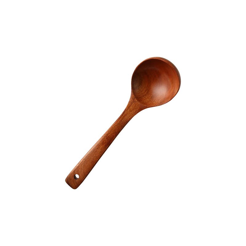 FANCITY Soup spoon household large spoon long handle spoon wooden soup porridge spoon wooden spoon large wooden trumpet
