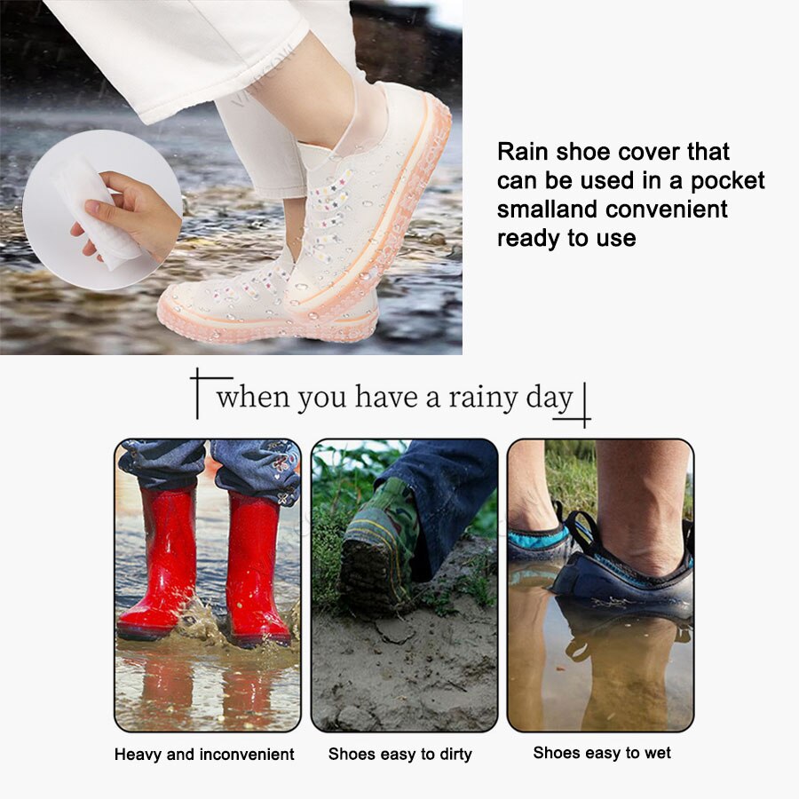 Surchaussures en Silicone recyclables pour hommes, chaussures réutilisables imperméables à la pluie, housse de bottes de pluie antidérapantes lavables, unisexe résistantes à l'usure