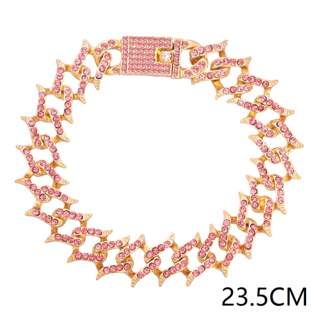 15mm Bling Strass Hip Hop Cuban Link Kette Armbänder für Frauen Männer Iced Out Volle Kristall Rapper Hand Kette luxus Schmuck: 010802RR