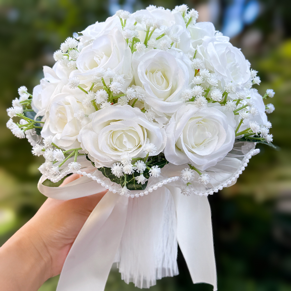 Babysbreath-Rosensträuße für sterben Braut, künstlicher Blumenstrauß für Hochzeiten Ich bin Freien, Valentinstag, Verlobungsfeiern