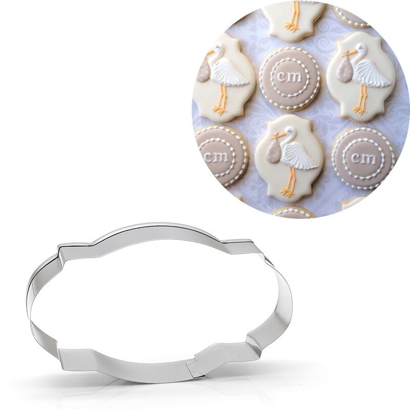 8 Style Plaque Cookie Cutter, Frame Shapes Sugar Cookie Cutters for Birthday Wedding Baby Shower, DIY Stainless Cookie Mold: E