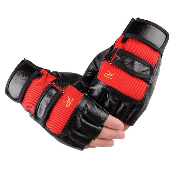 Handsker gymnastikhandsker fingerløse mænd kvinder fitness træning håndledsbeskyttelse vanter halvfinger: Rød