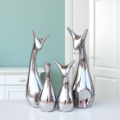 Décor de salon moderne minimaliste | Ameublement de maison, argent et or, décoration artisanale en céramique, meuble de télévision et artistique: Gris clair