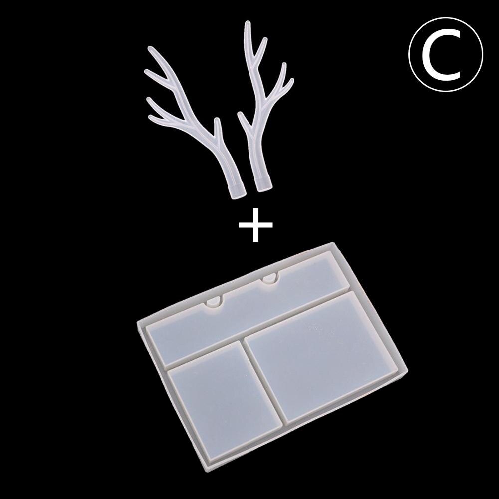 Silicone Mold Christmas Style Antler Tree Branch Jewelry Display Rack DIY Resin Crystal Epoxy Jewelry Tray Mould Tools: set C