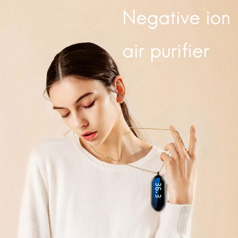 Personal Wearable Mini Portable Temperature Humidity Display 10 Million Negative Ion Hanging Neck Air Purifier
