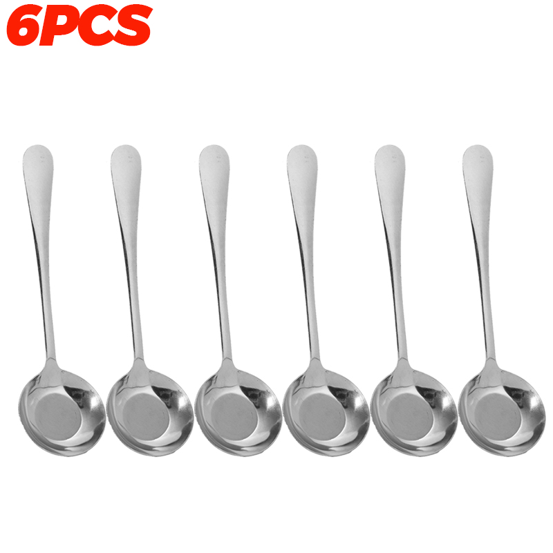 1/10PCS Ronde Kop Soeplepel Rvs Lange Steel Roerlepel Draagbare Dessert Koffie Scoop Thuis keuken Servies: Rood