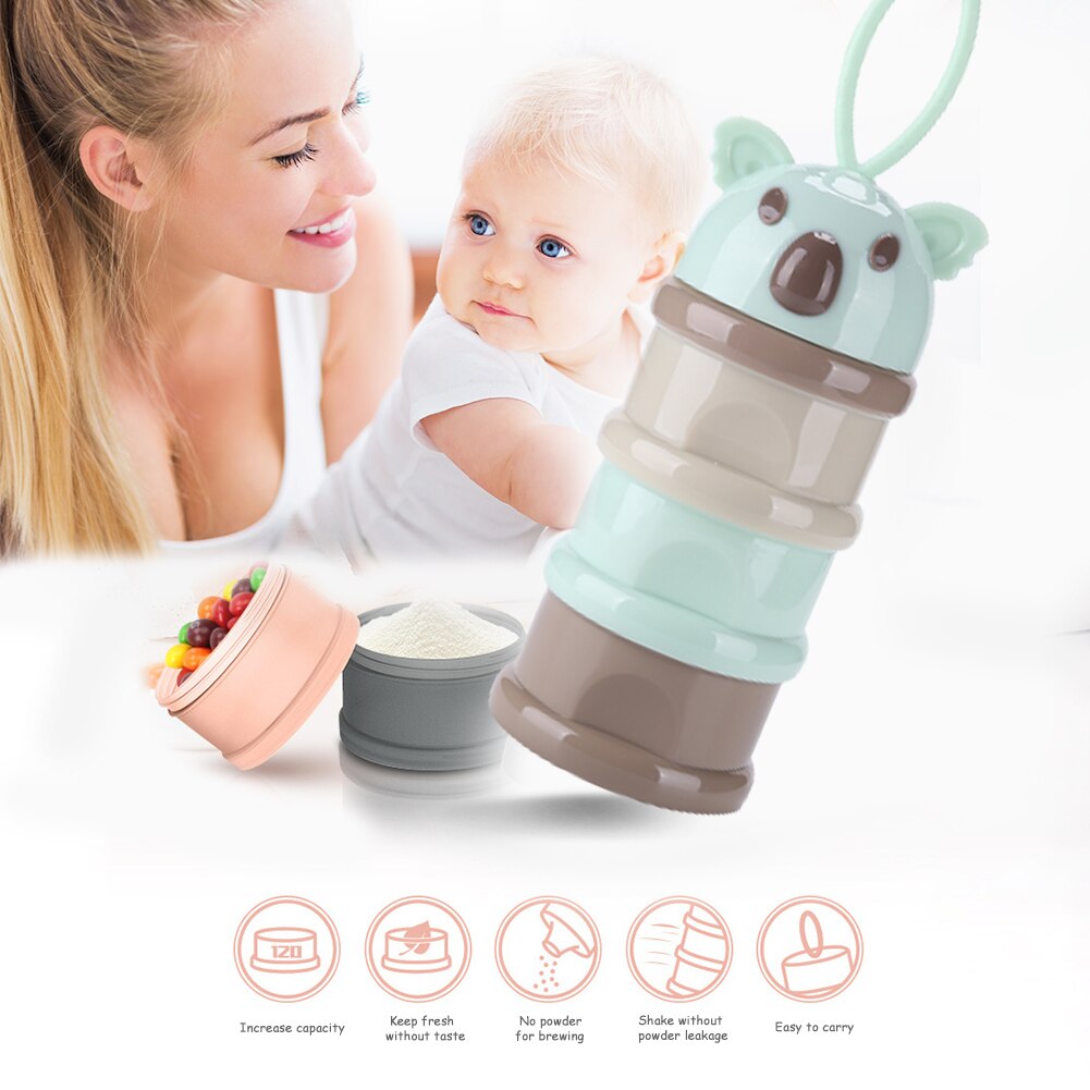 3 Layer Bear Style Portable Baby Food Storage Box Bear Shape Essential Milk Powder Container Baby Snacks Cereals Fruit Container