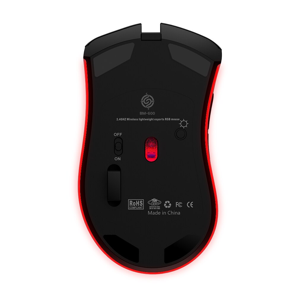 ALLOYSEED BM600 2,4 GHz Drahtlose Maus 2400DPI Einstellbare RGB hinterleuchtet Waben USB Optische Spielen Maus Gamer Mäbenutzen Für Laptop PC