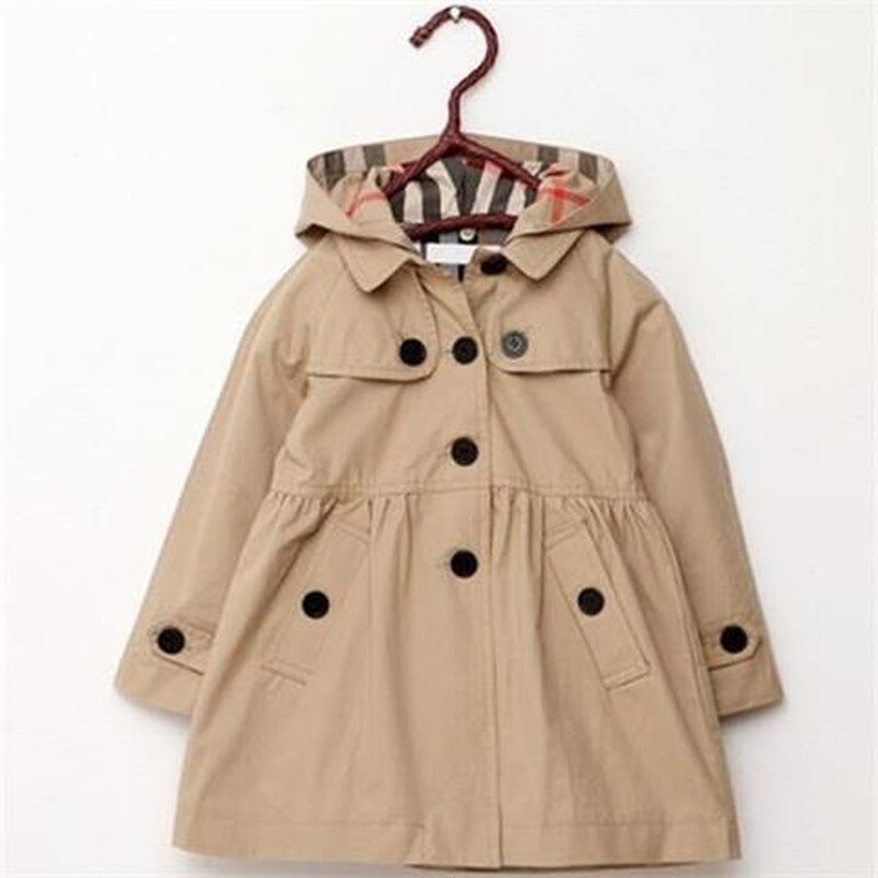 Peuter baby meisjes jas merk lente meisjes jas met capuchon kinderkleding meisjes trenchcoat kinderen katoenen windjack 2-12 jaar