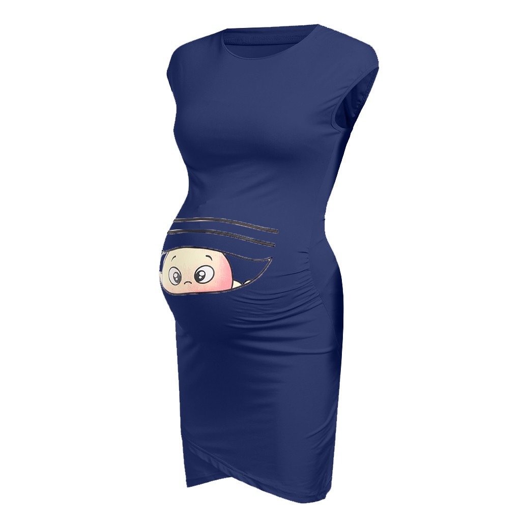 clothes for pregnant women Print Pregnant Maternity Dress Maternity Props Bodycon Casual Mini pregnant dress