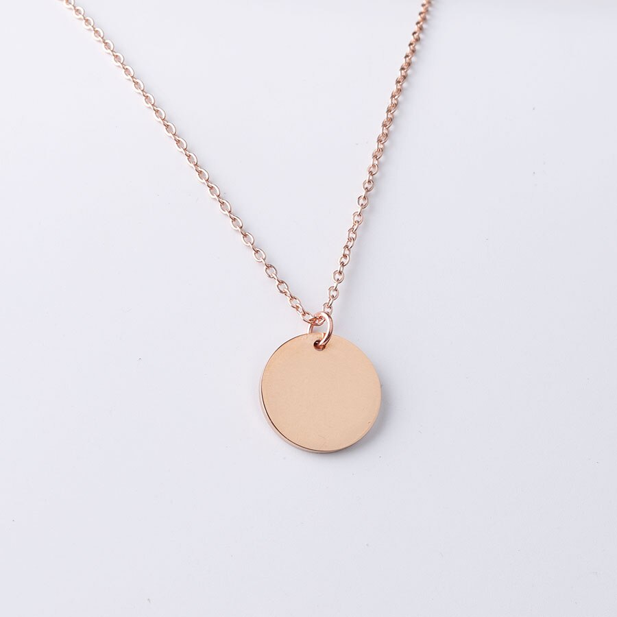 Fnixtar 5 Stks/partij 45Cm Rvs Spiegel Polish Ketting Pvd Plating Ronde Schijf Hanger Neckalce Voor Vrouwen Mode sieraden: rose gold color