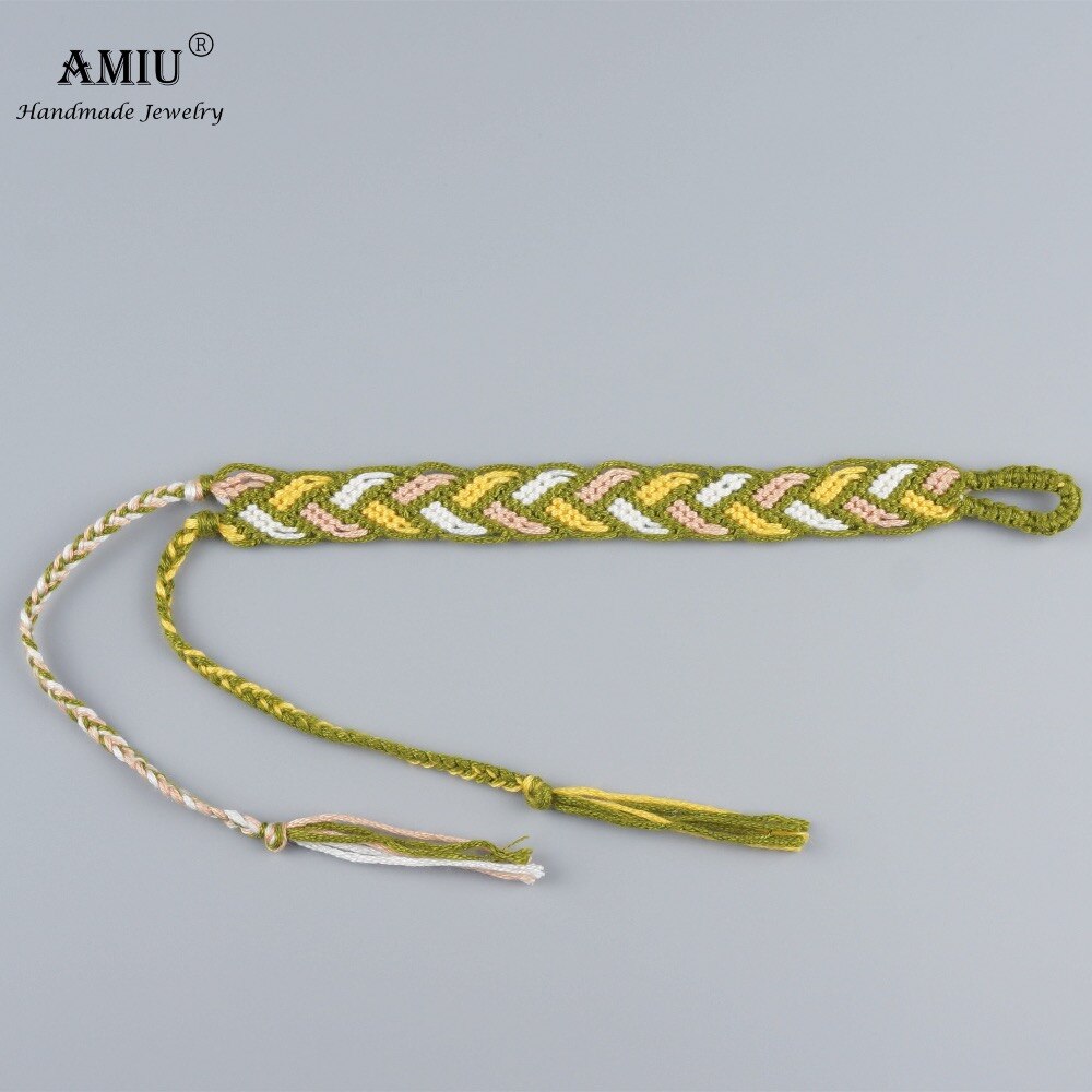 AMIU-Pulseras de la amistad de colores, brazalete de algodón tejido hecho a mano, pulsera de macramé, tobillera de estilo bohemio
