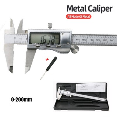 0-150/200/300 Digital Caliper Stainless Steel Vernier Caliper Electronic Micrometer Ruler Depth Measuring Tool Gauge Instrument: 0-200mm digital