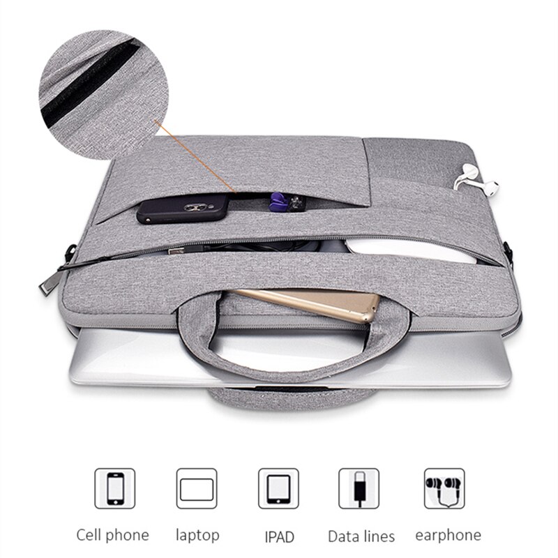 Portable Hand Office Notebook Laptop Bag For Men Women Briefcase Waterproof Pocket Case Computer Shoulder Handbag 13 14 15.6 PC