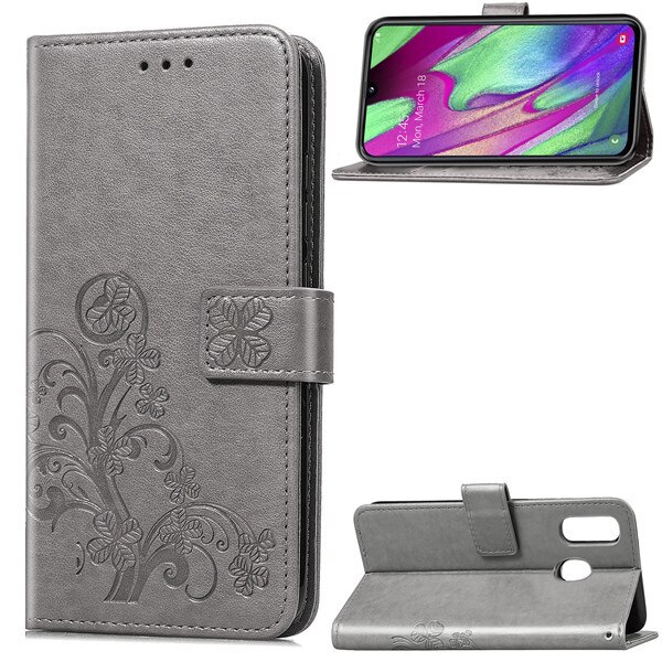 Voor Samsung A40 Case Flip Luxe PU Leather Back Cover Phone Case Voor Samsung Galaxy A40 EEN 40 GalaxyA40 A405F a405 SM-A405F tassen: Grijs