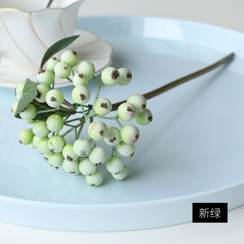 Conjunto de flores artificiales, set de 5 unids/set de racimos de frutas pequeñas para decoración de habitación, accesorios de arreglos florales de Navidad, bayas artificiales: 1