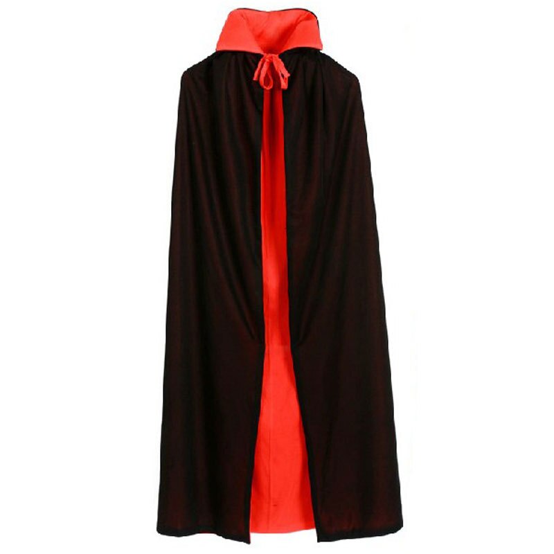 Halloween kostymer för pojkar och flickor män krage eller huva död vampyr mantel cape klänning röd svart 2 sida bära festrock: A / 120cm