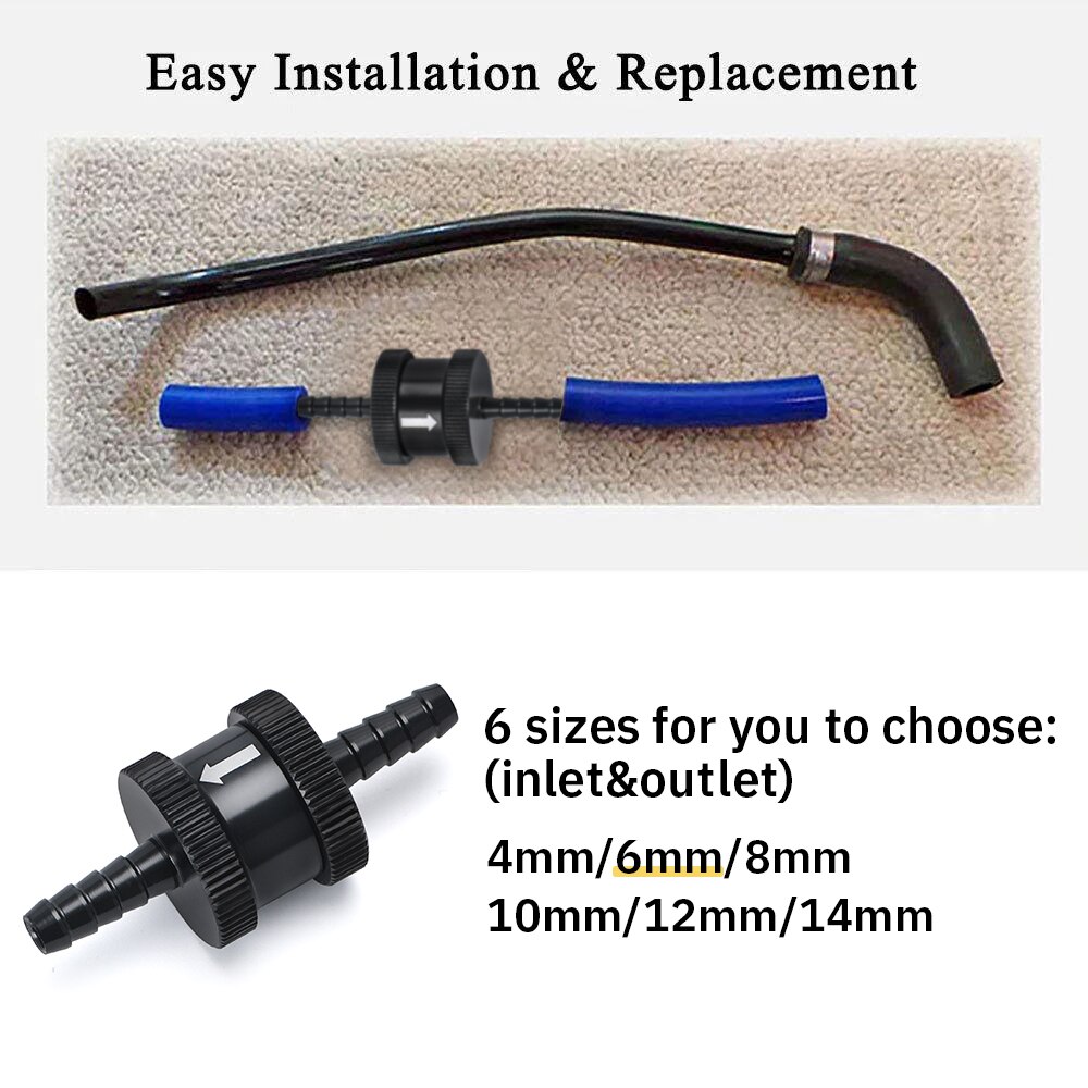 Aluminum Alloy 1/4" 6mm Non Return One Way Fuel Check Valve Petrol Diesel WX-FCV06