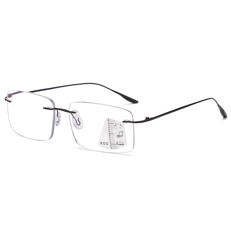 Pure Titanium Meekleurende Multifocale Leesbril Progressieve Randloze Afgewerkt Bril Anti-Blue Ray Outdoor Eyewear