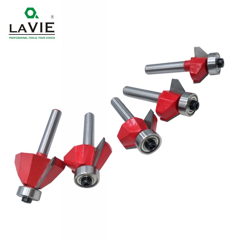 LAVIE 1pc 6mm 6.35mm Shank 45 Graden Afschuining Router Beetje Edge Vormen Bevel Houtbewerking Frees voor hout Bits MC01130