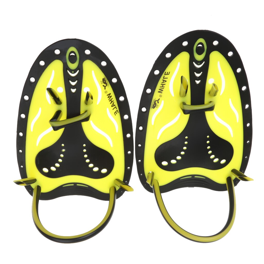 Durable Swimming Hand Paddles Fins For Resistance Swim Training: Yellow S M