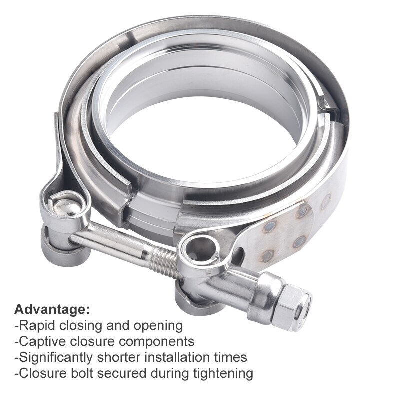 3.0” Stainless Exhaust V Band Clamp Flat Flange V-Band Flange Kit For Turbo Downpipes Exhaust Connection