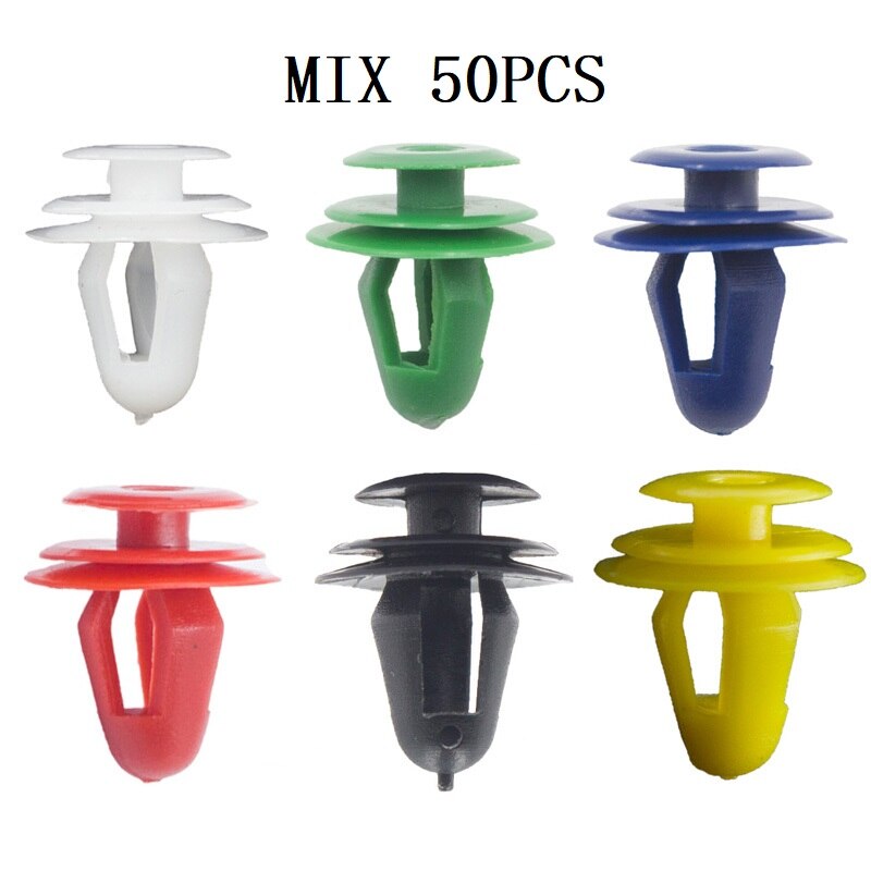 50 Pcs Mix Car Fixed Screw Square Round head Nut Screw Fixed Grommet Clip Plastic Snap In Fastener: A0 Mix 50PCS