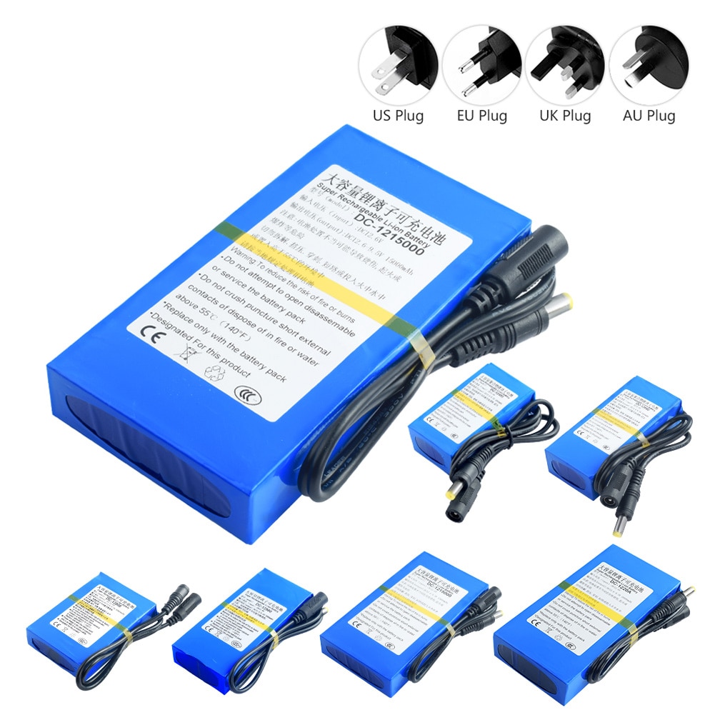 Oplaadbare 12 V Lithium-Ion Accu Met Bms US Plug Li Ion Batterij Lader Voeding 4800-20000mAh Voor Camera 'S MP3