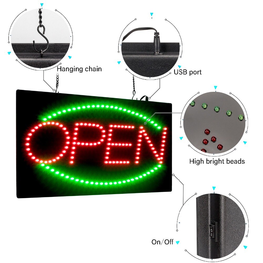 Animated LED Open Sign Advertising Light Board Mall Bright Animated Sports Neon Commercial Billboard with US EU UK Plug