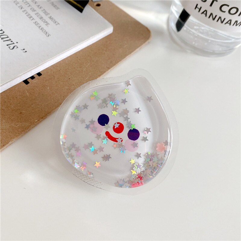 universal cute quicksand bear mobile phone grip telescopic mobile phone holder finger holder for all mobile phones: P