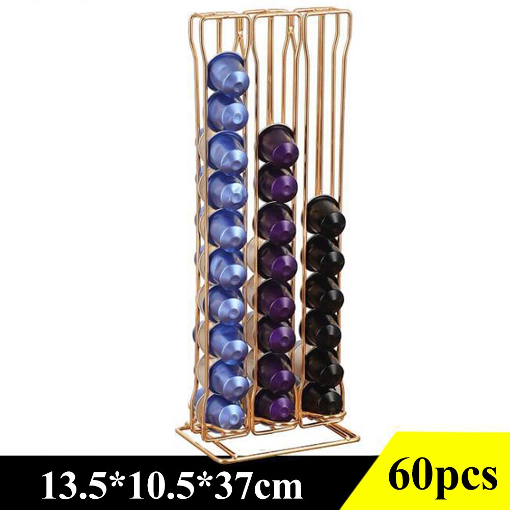 60 Coffee Capsules Storage Rack Organizer Pods Holder Display Stand Dispenser Capsule Storage Durable Iron Space Saving pictures