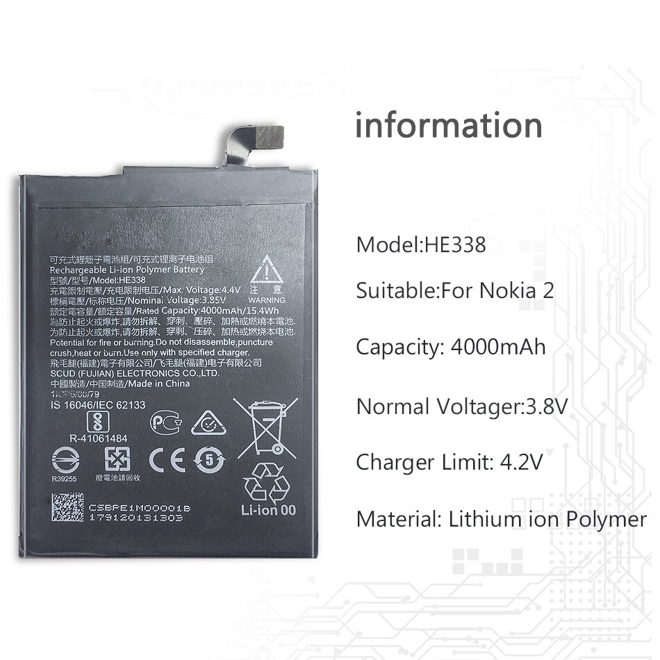 er338 4000mAh praktisch Batterie Für Nokia 2 Batterie Ersatz