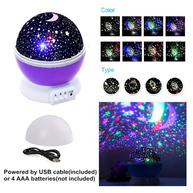 Meerdere Stars Sterrenhemel/Oceaan/Universe/Muziekspeler Romantische Led Nachtlampje Projector Kinderen Gaven Kinderen Slaapkamer night Lamp: Stars Starry Purple