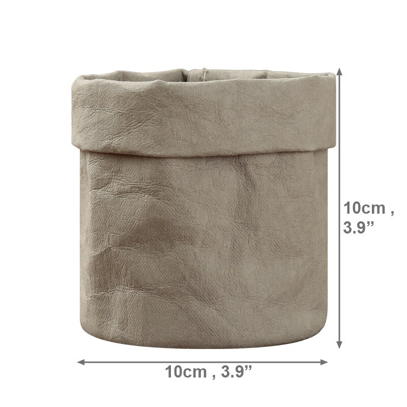 Maceta de papel Kraft lavable para flores, maceta de escritorio para suculentas, contenedor reutilizable, bolsa de almacenamiento multifunción, decoración del hogar: Grey