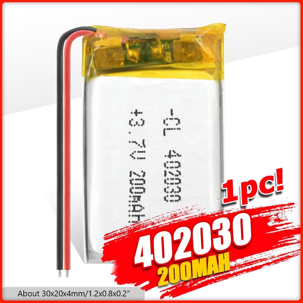 Ycdc 1 st 200 mah 3.7v 402030 042030 litium li-polymer batteri laddningsbara li-po batterier för bluetooth gps  mp3 mp4 mp5 psp