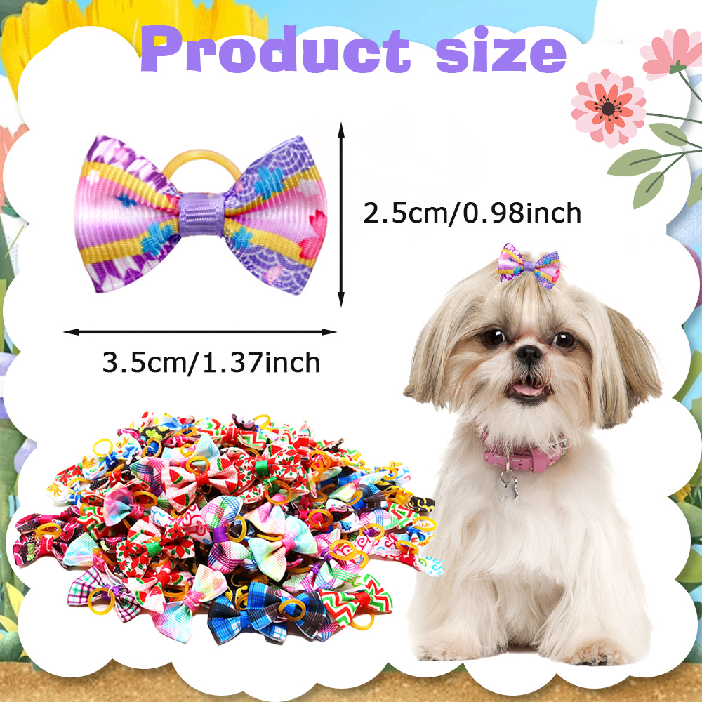 Lazos para el pelo de perros, gomas hechas a mano para cachorros, 30/50 piezas, , suministros para mascotas