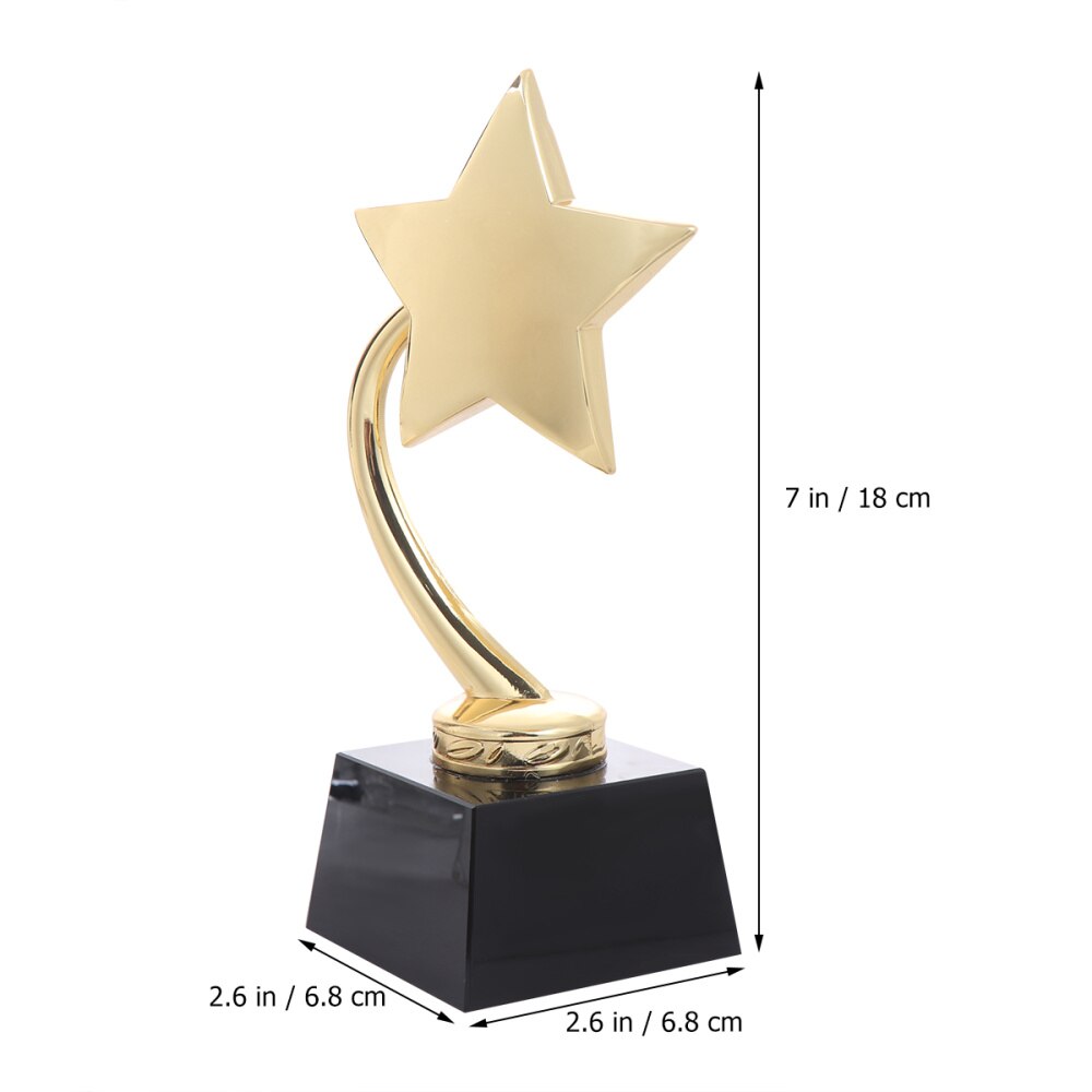 1PC Golden Star Award Trophy Resin Reward Prizes Decor Awards Trophy with Black Base for Sports Competition Games