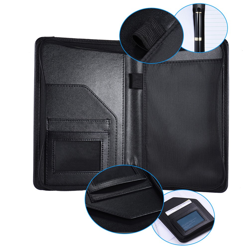 Portefeuille Portable, classeur A5 en cuir PU avec bloc-notes d&#39;affaires