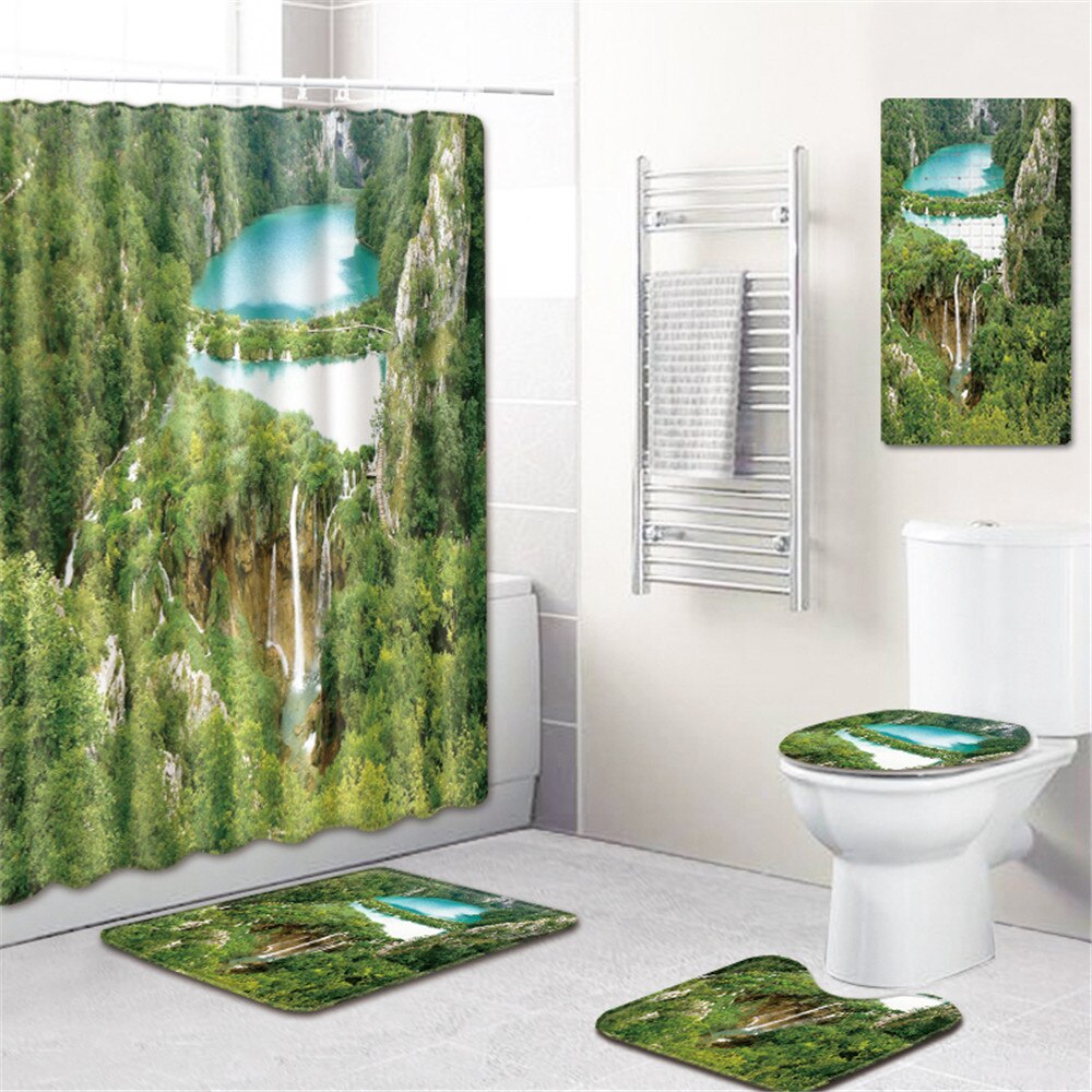 Vloermat badmat toiletmat voetmat badmat waterdicht douchegordijn badmat vijfdelig tapijt: W180716-d004 / 180 4518075cm