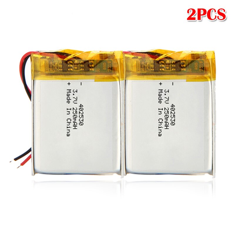 3.7v 250 mah 402530 litium polymer li-po li ion batteri for  mp3 mp4 mp5 elektriske leketøy led lys hodesett smartklokke bluetooth: 2 stk