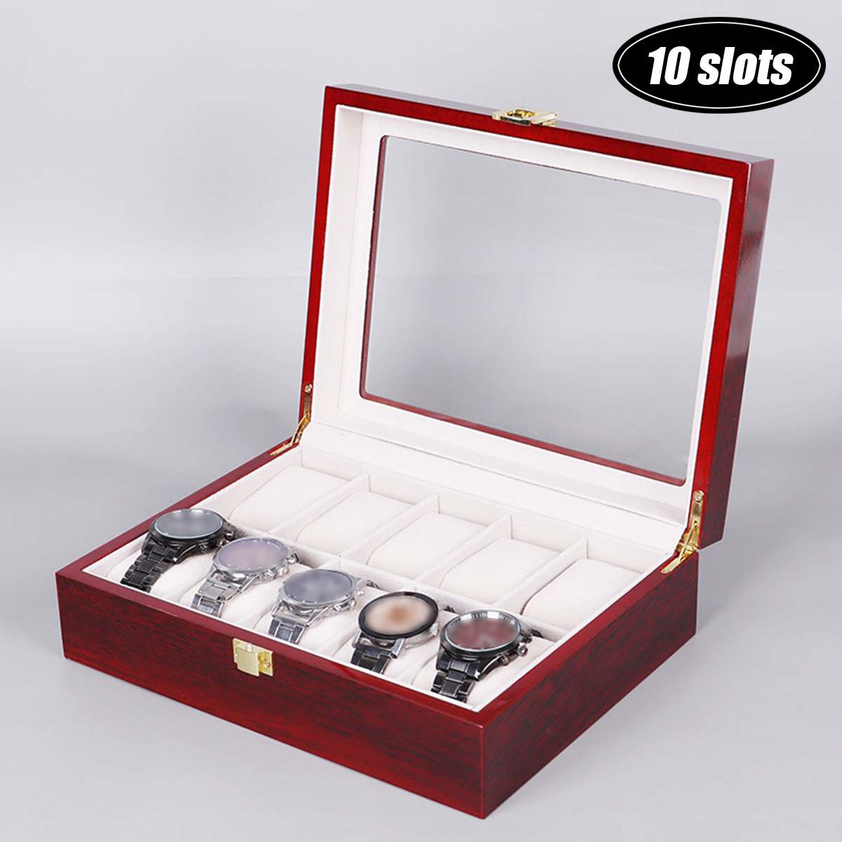 Luxury Wooden Watch Box Watch Holder Box For Watches Men Glass Top Jewelry Organizer Box 2/3/5/6/10/12 Slots Watch Organizer