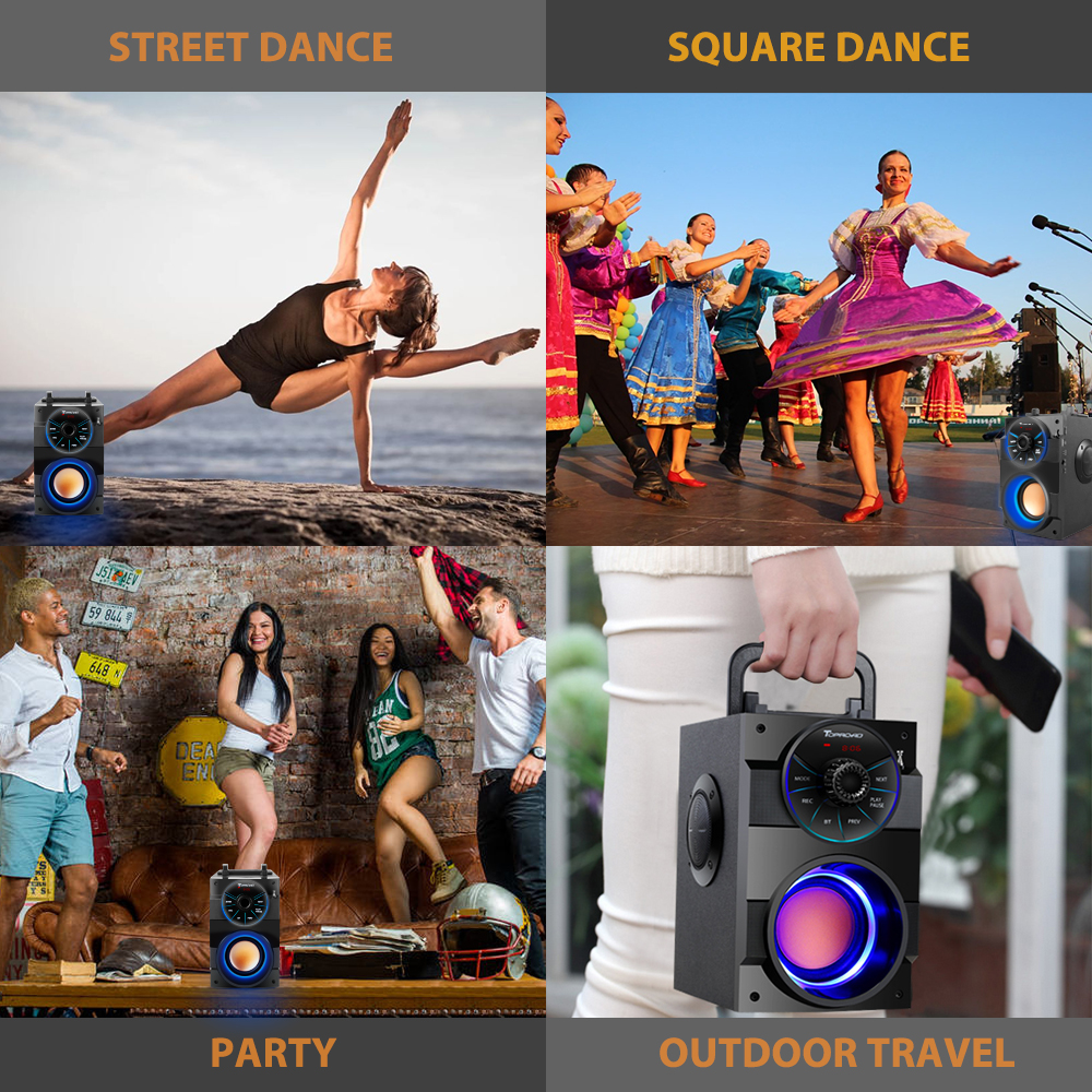 Altavoz Bluetooth TOPROAD portátil inalámbrico estéreo Subwoofer graves altavoces grandes columna soporte FM Radio TF AUX Control remoto USB