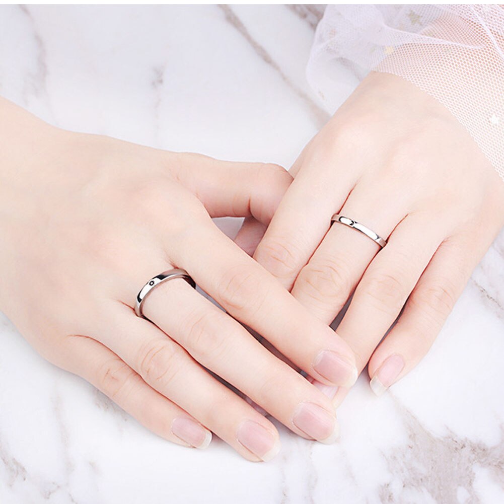 Korea Eenvoudige Paar Zon Maan Verstelbare Ring Vrouwen Wedding Anniversary Ring Sieraden Voor Romantische Valentijnsdag