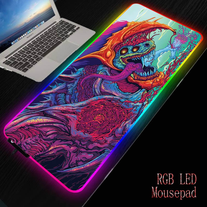 XGZBig-alfombrilla grande RGB para Gaming alfombrilla de ratón para Gamer XL, Cs Go Hyper, Beast, PC, ordenador, retroiluminación Led XXL, teclado, alfombrilla de escritorio